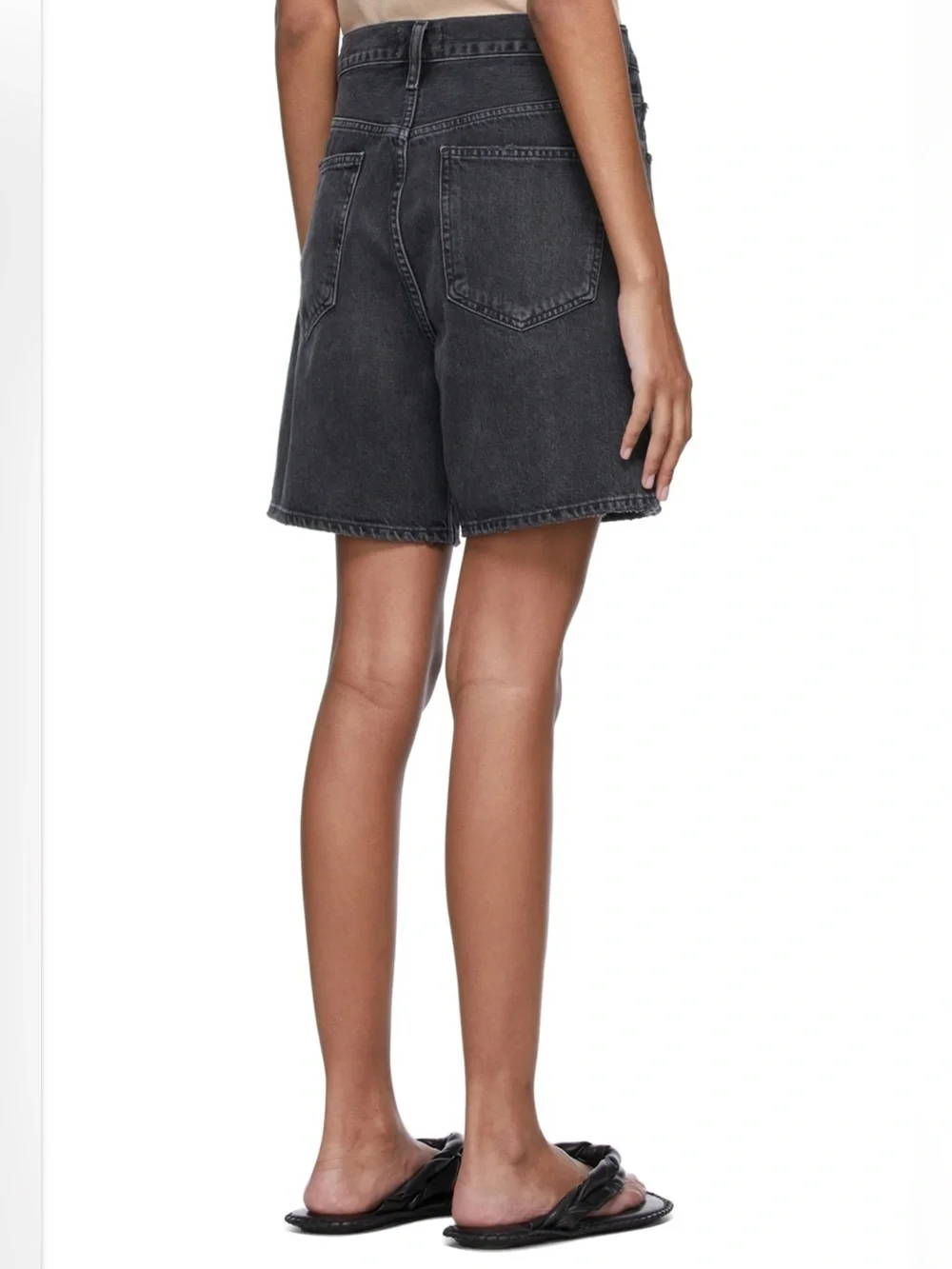 Agolde Washed Black High-Rise Denim Shorts